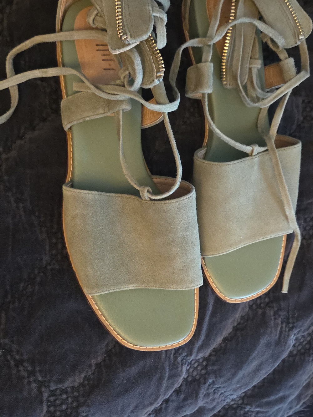 J.Jill Evonne Ankle Tie Wedge Sandals Green